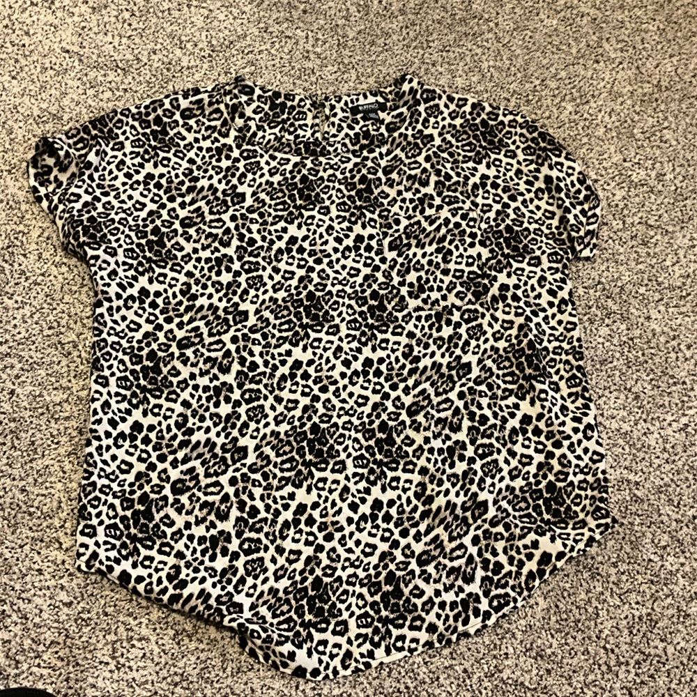 Buffalo David Bitton Animal Print Blouse - Black and Cream